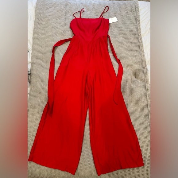 Leith Pants - Leith Square neck spaghetti strap wide leg jumpsuit NWT small